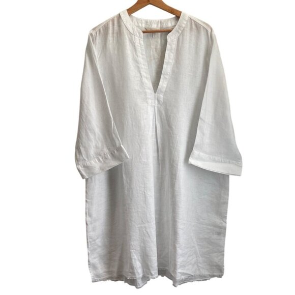 Garnet Hill Women European Flax Linen Tunic Top Size XL Quiet Luxury Coastal - Picture 2 of 10